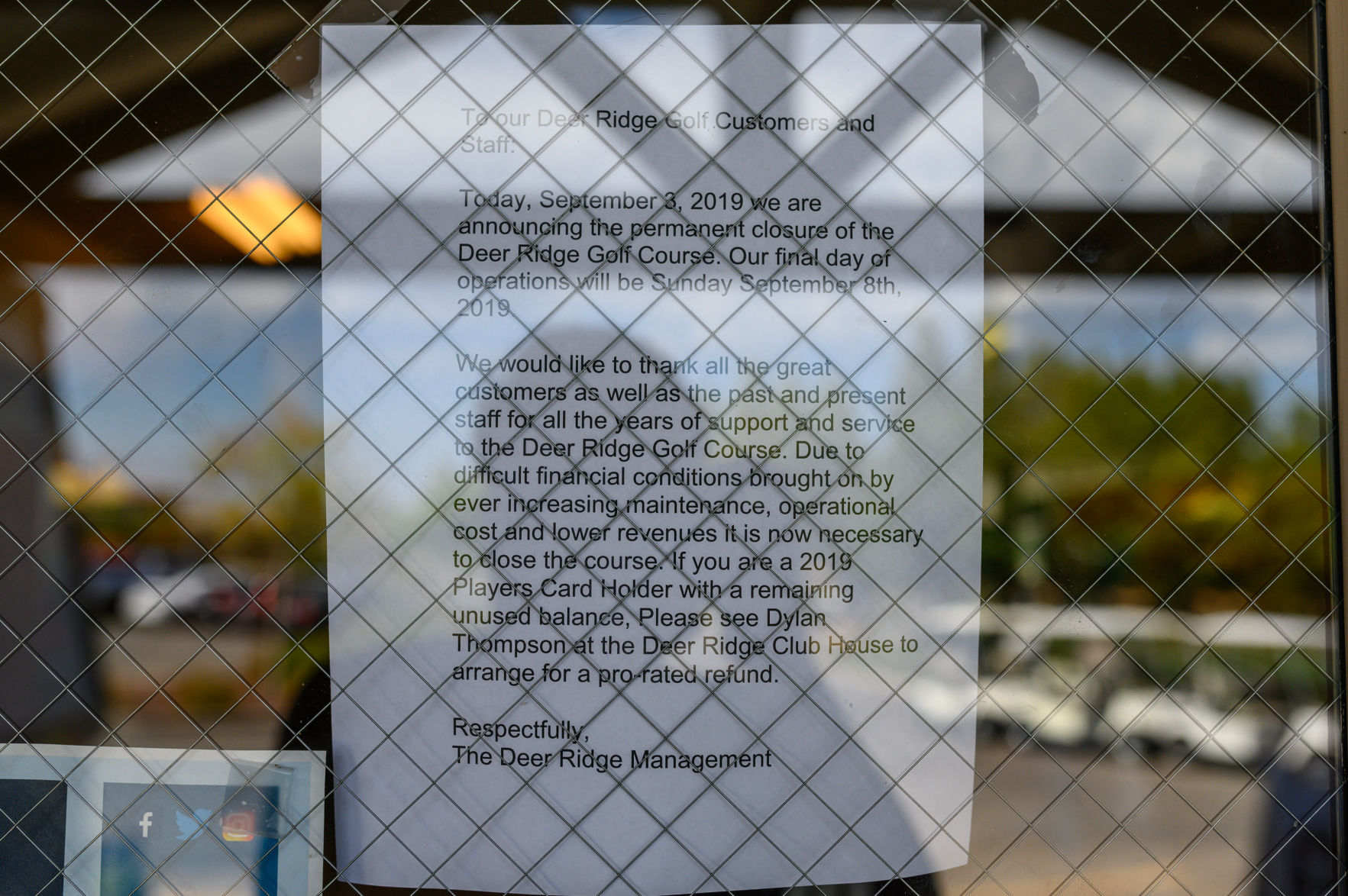Deer Ridge golf course shuttered 2